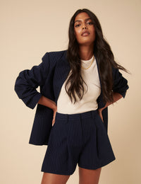 Poppy Delevingne Navy Pinstripe Cara Shorts