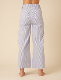 Blue Pinstripe High Rise Palazzo Jeans