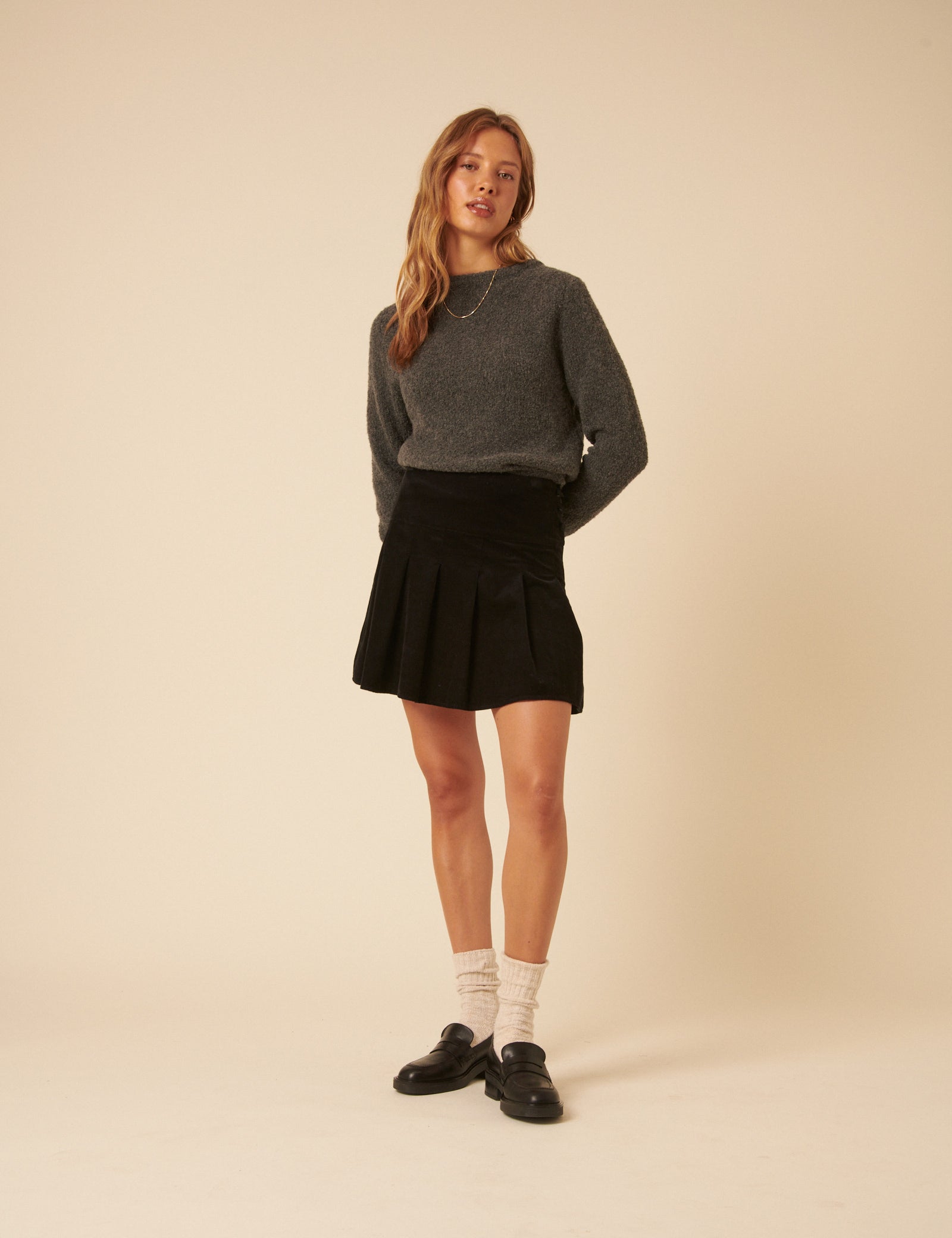 Black Box Pleated Cord Mini Skirt