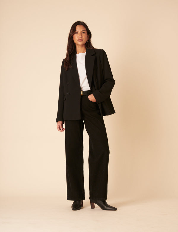 Black Double Breasted Alicia Blazer