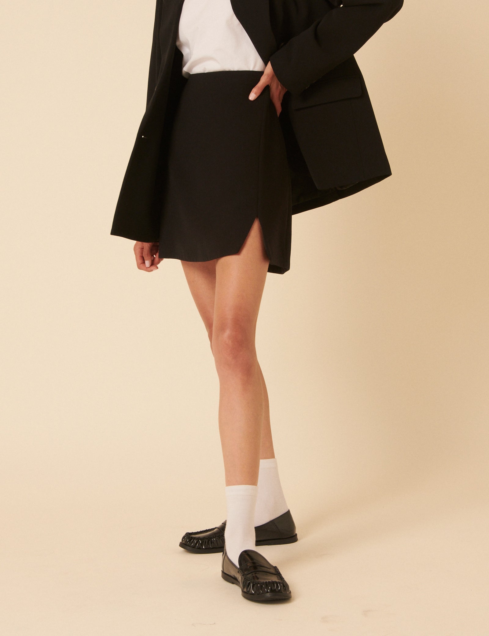 Black Tailored Mini Skirt