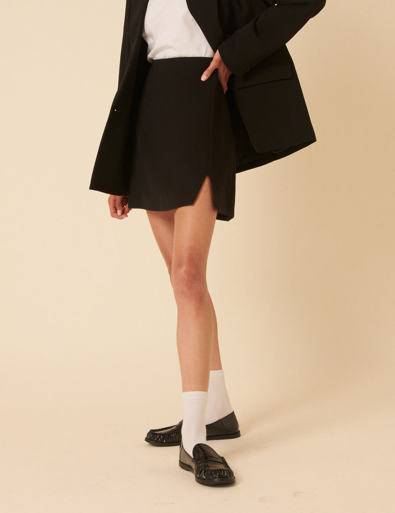 Black Tailored Mini Skirt