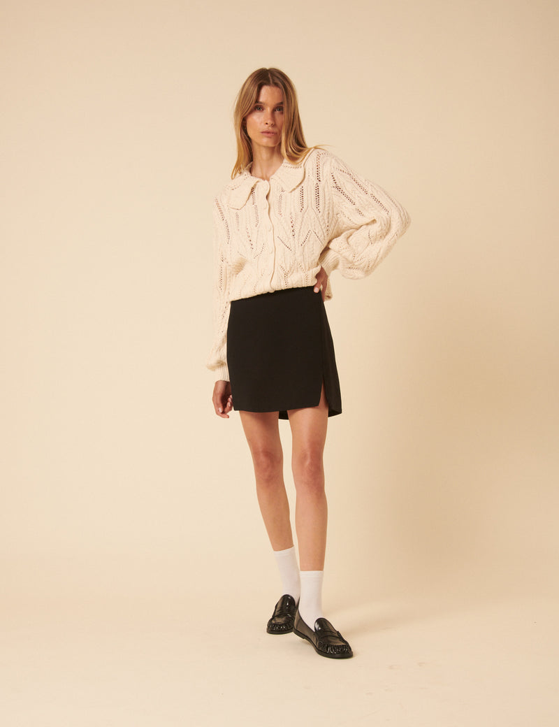 Black Tailored Mini Skirt