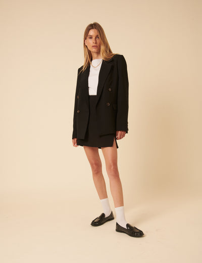 Black Tailored Mini Skirt