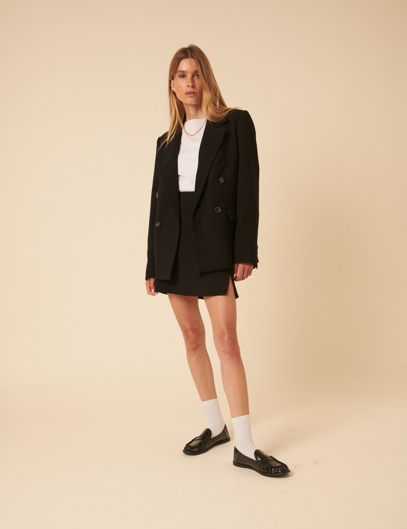 Black Tailored Mini Skirt