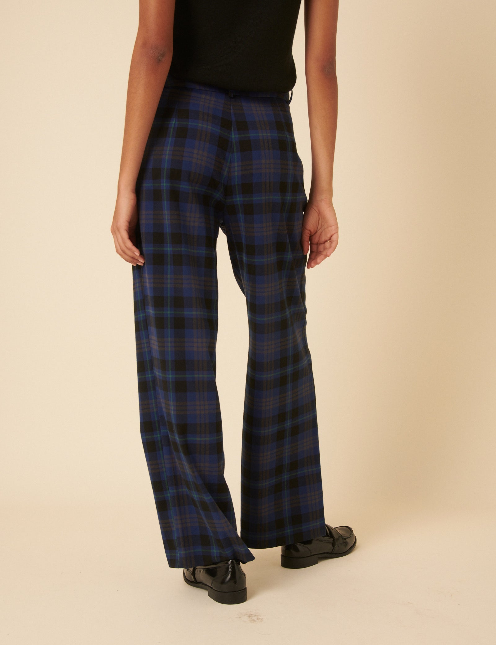 Navy Check Tailored Trousers