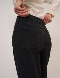 Black Mid Rise Carnaby Wide Leg Jeans