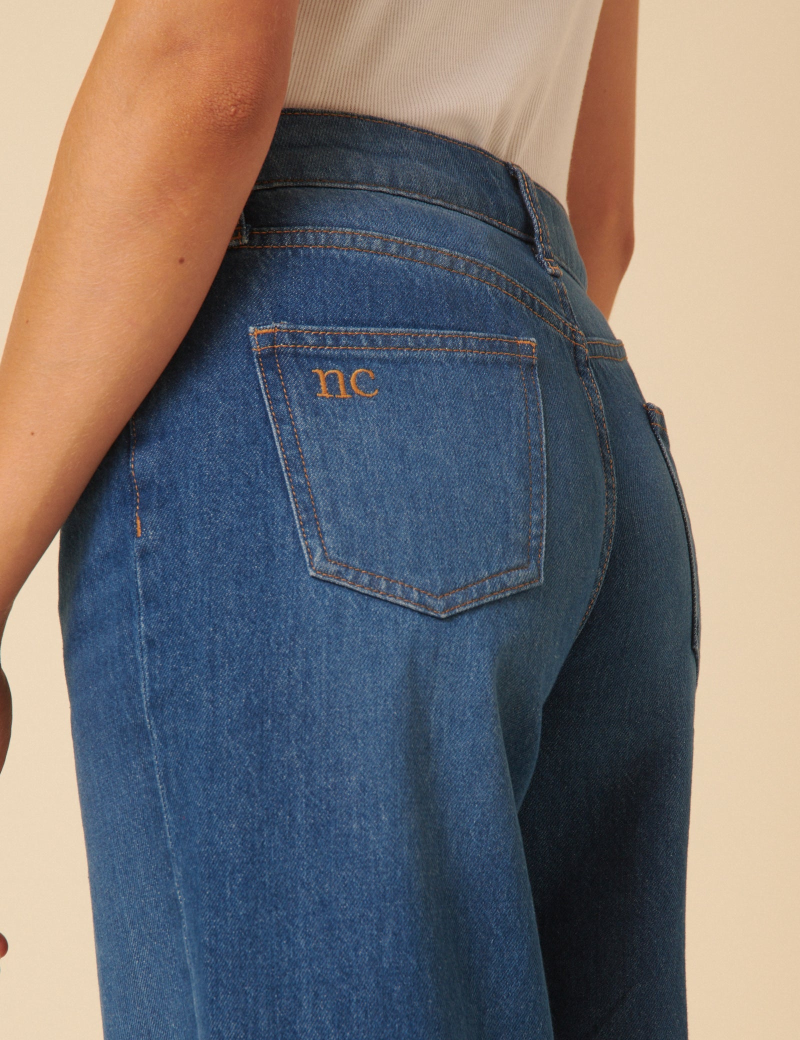 Blue Mid Rise Carnaby Wide Leg Jeans