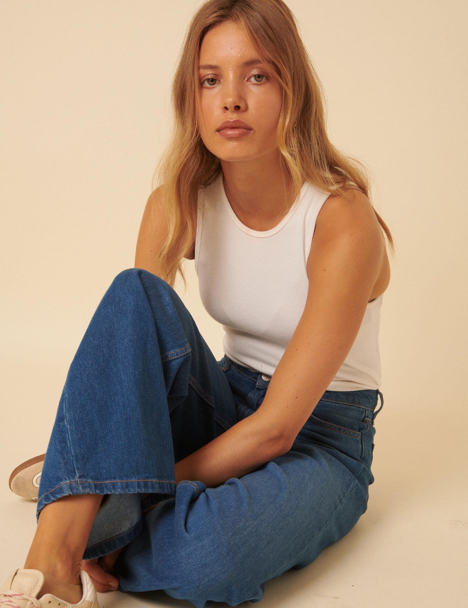 Blue Mid Rise Carnaby Wide Leg Jeans