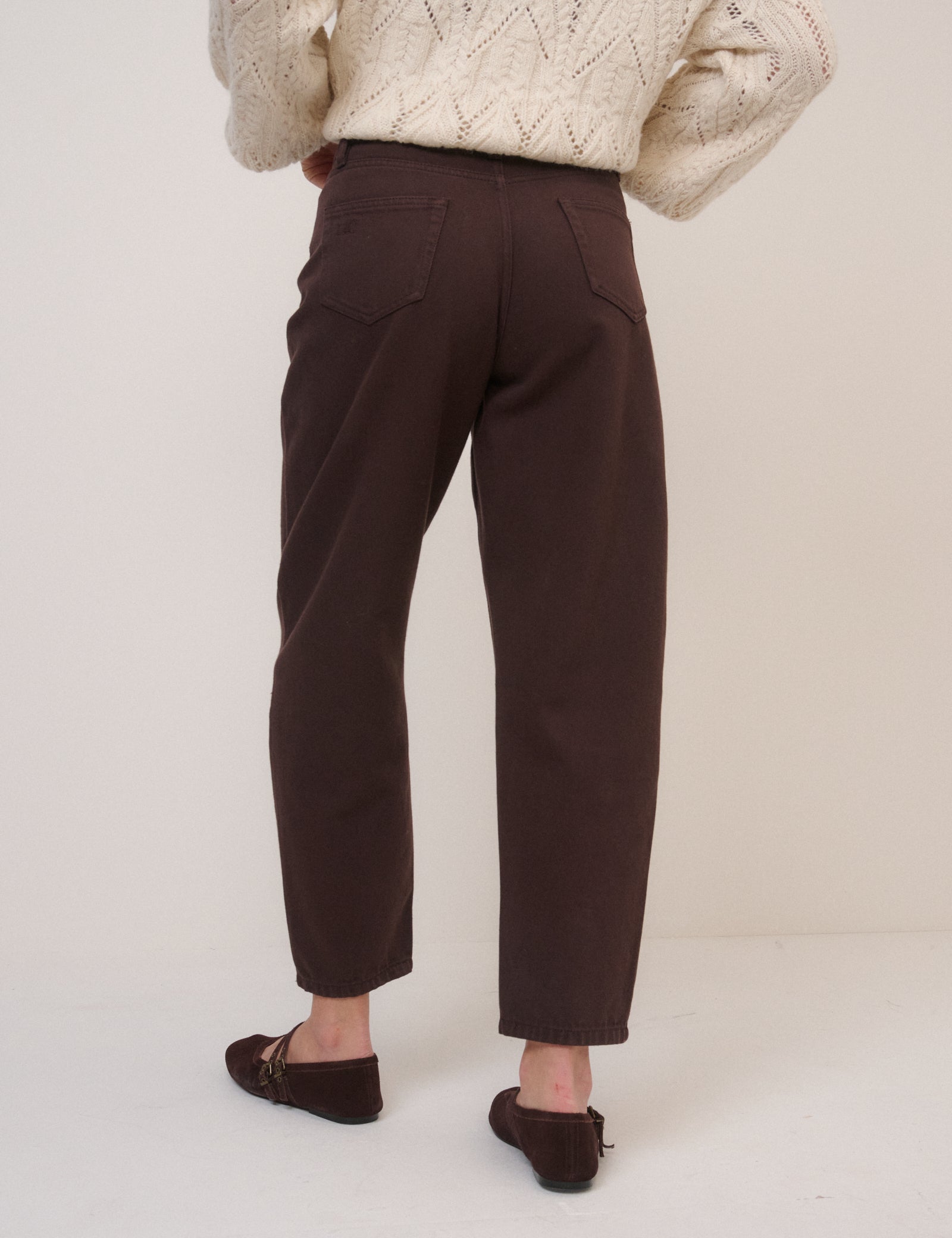 Brown High Rise Putney Barrel Leg Jeans