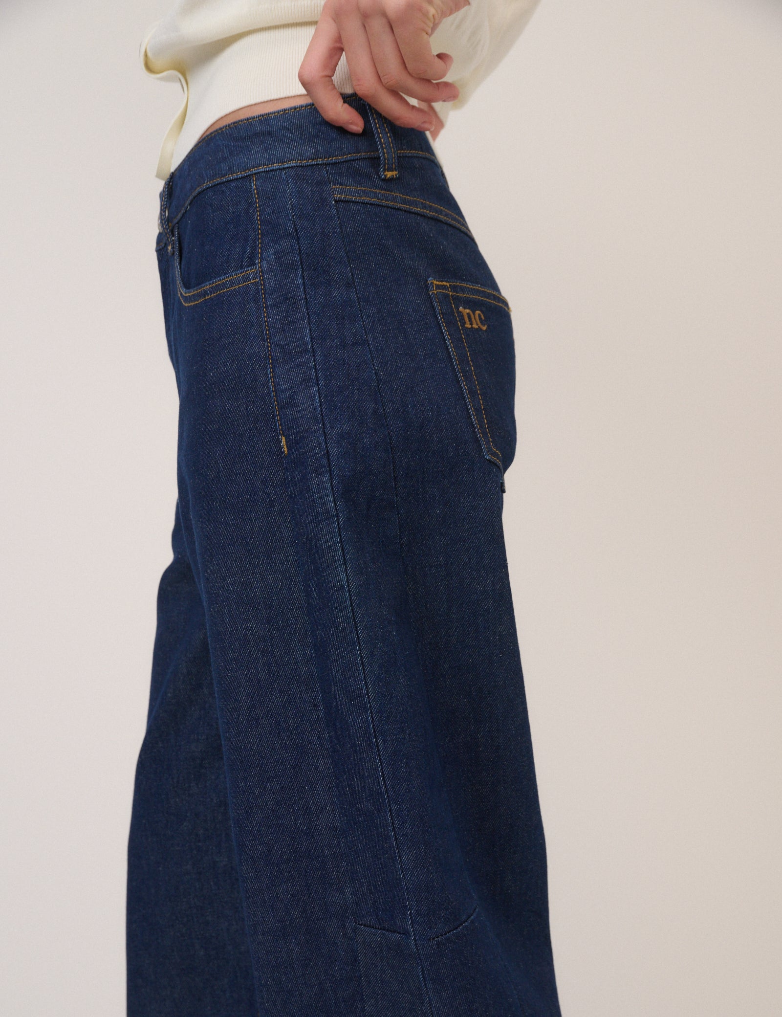 Dark Blue Bethnal Barrel Leg Jeans