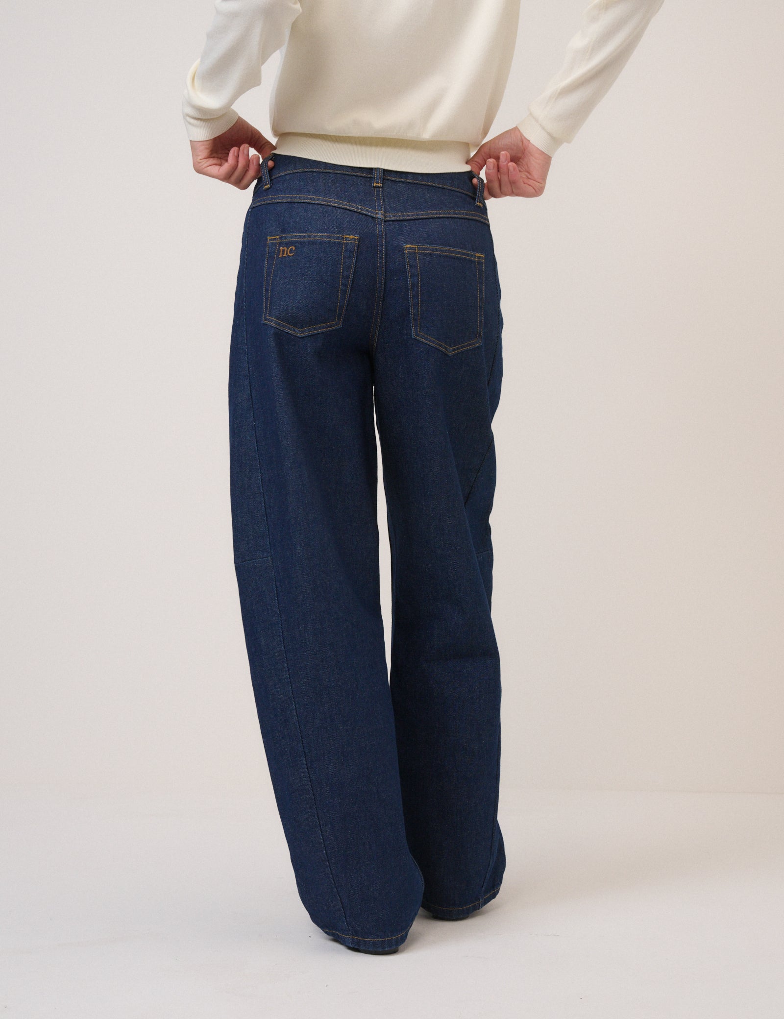 Dark Blue Bethnal Barrel Leg Jeans