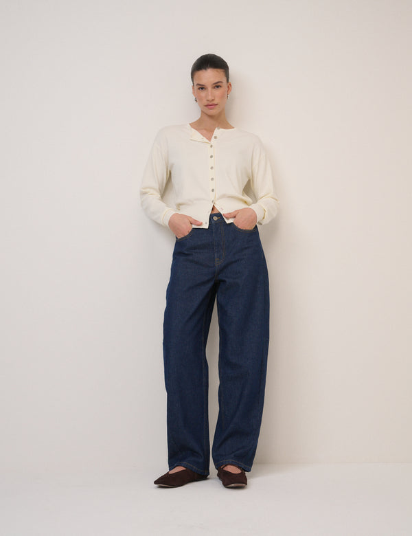 Dark Blue Bethnal Barrel Leg Jeans