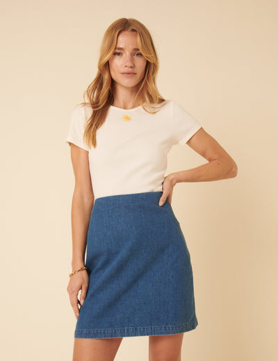 Petite Blue Denim Mini Skirt