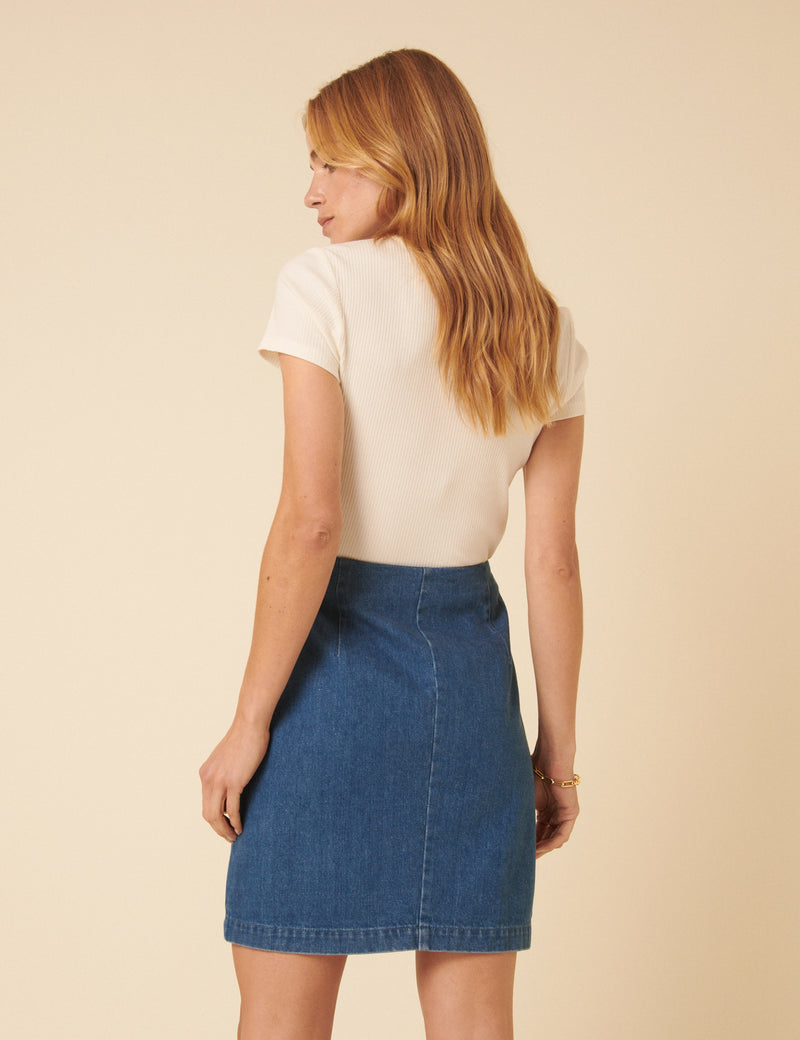 Petite Blue Denim Mini Skirt