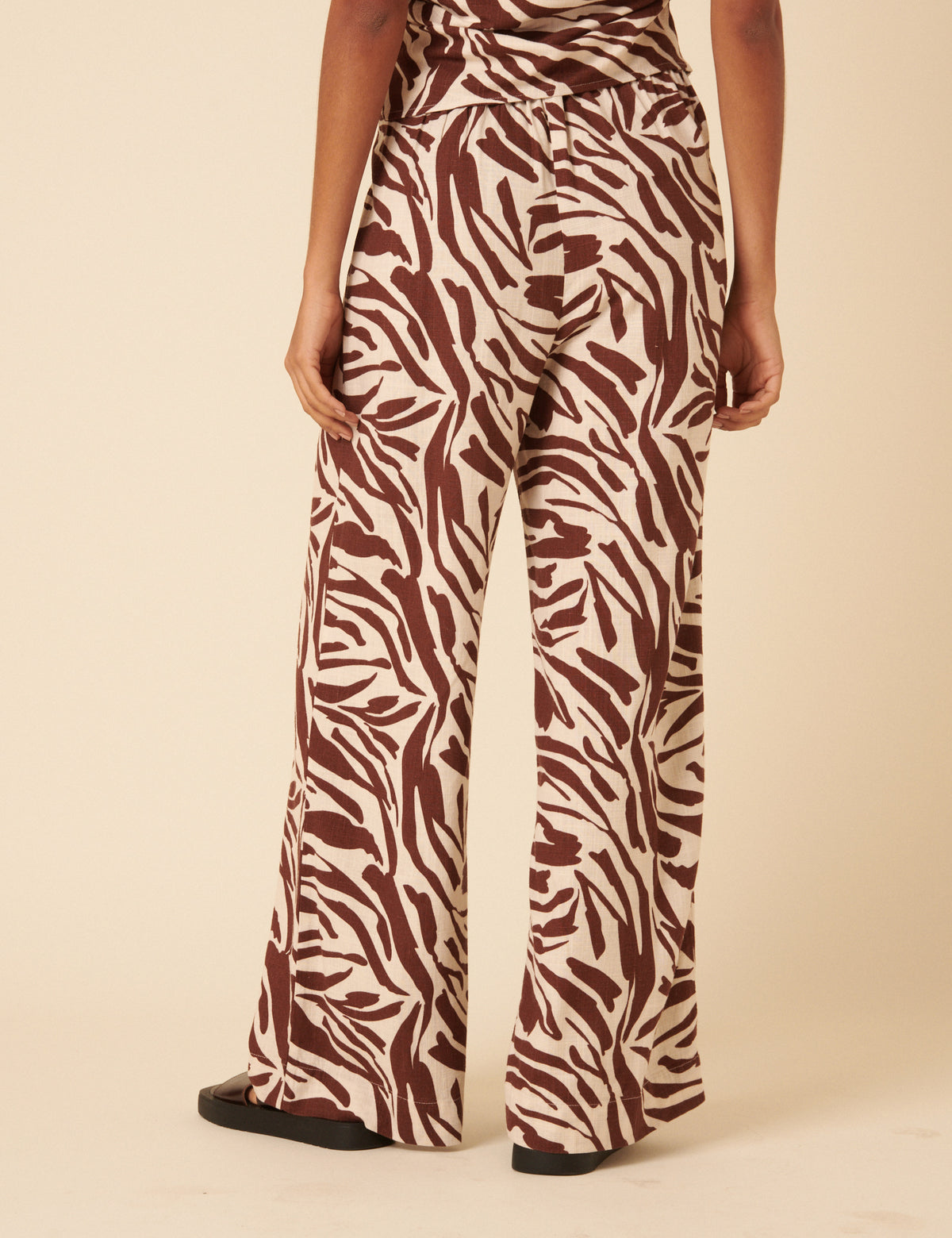 Brown Zebra Print Wide Leg Jerrow Trousers