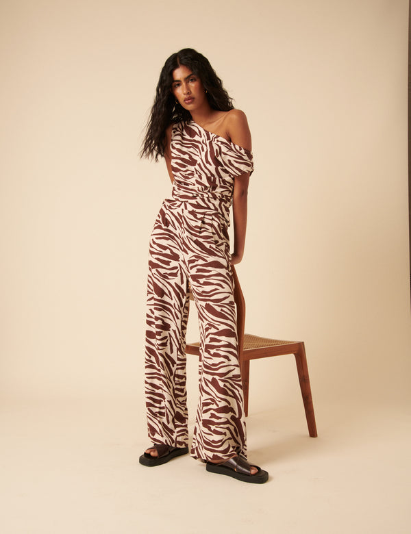 Brown Zebra Print Jerrow Trousers