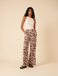 Brown Zebra Print Jerrow Trousers