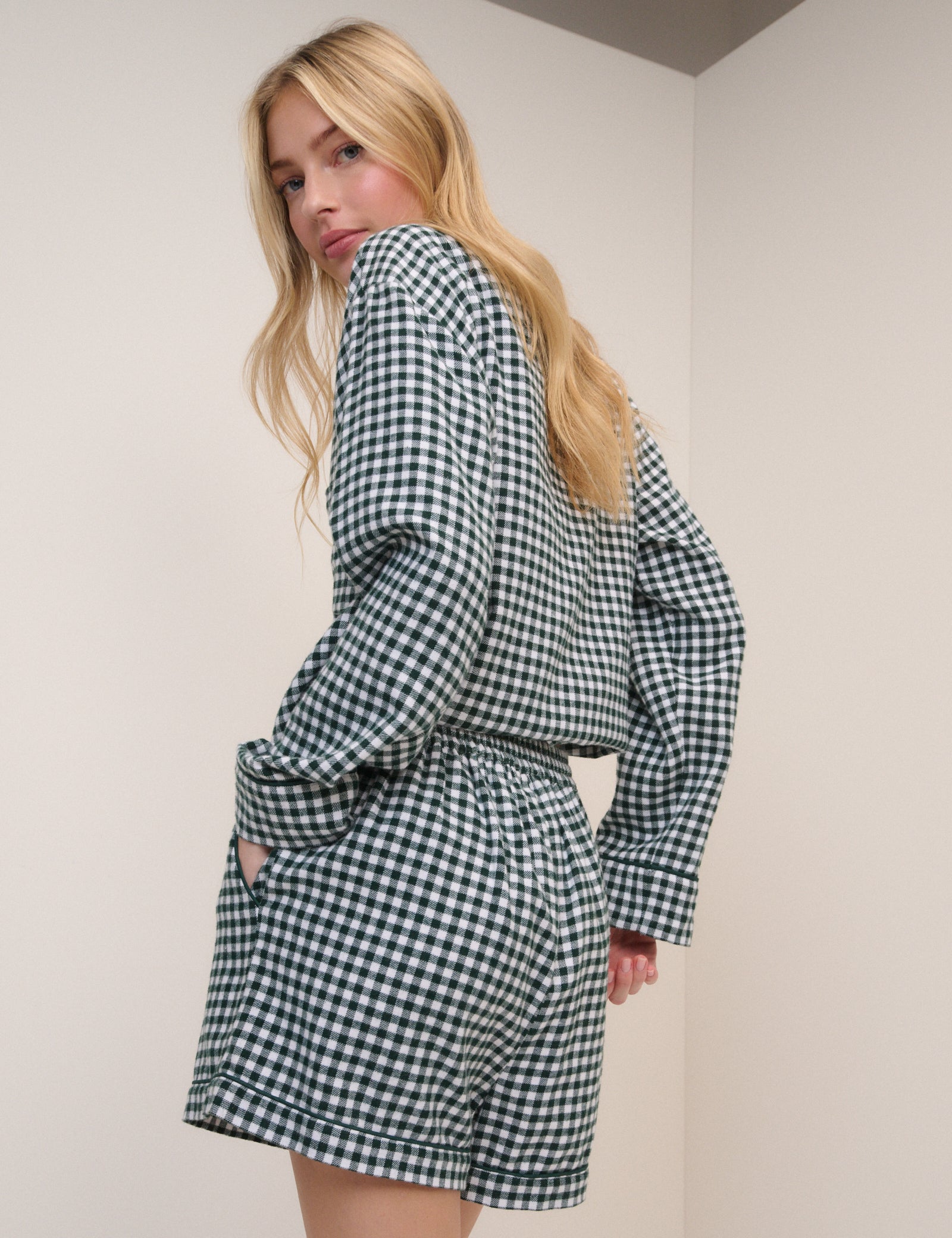 Forest Green Check Pyjama Shorts