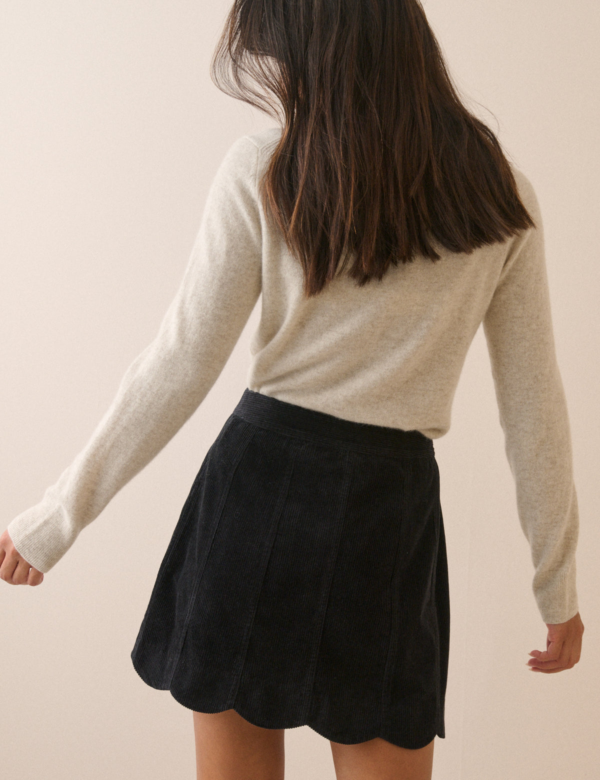 Black Cord Scallop Trim Mini Skirt