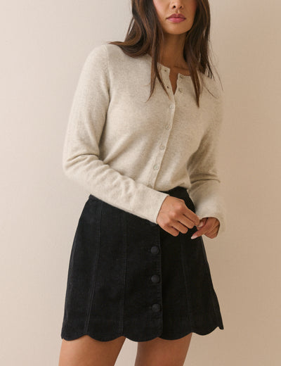 Black Cord Scallop Trim Mini Skirt