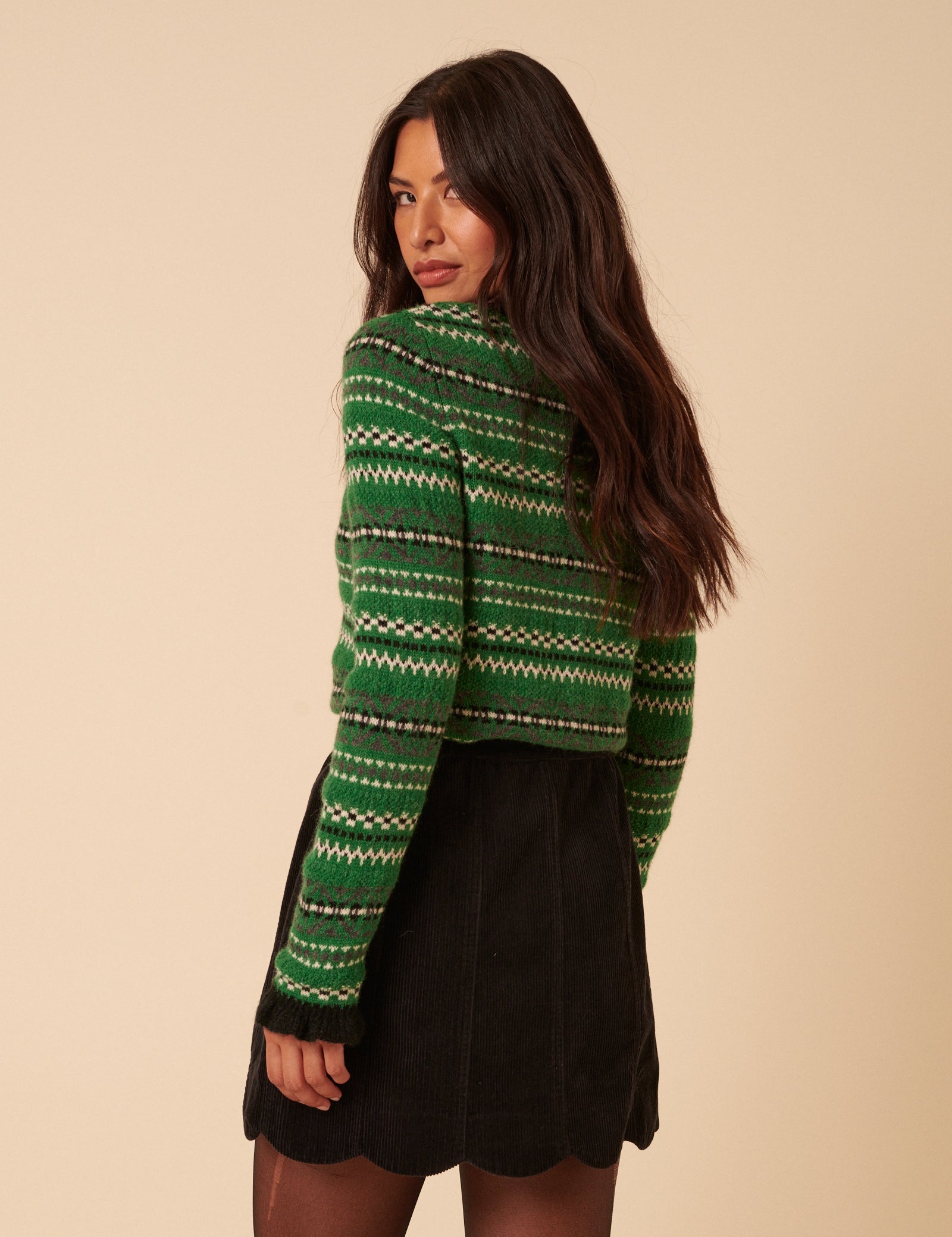 Black Cord Scallop Trim Mini Skirt