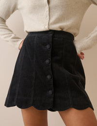 Black Cord Scallop Trim Mini Skirt