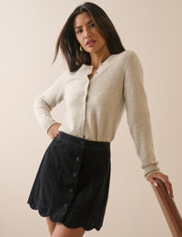 Black Cord Scallop Trim Mini Skirt