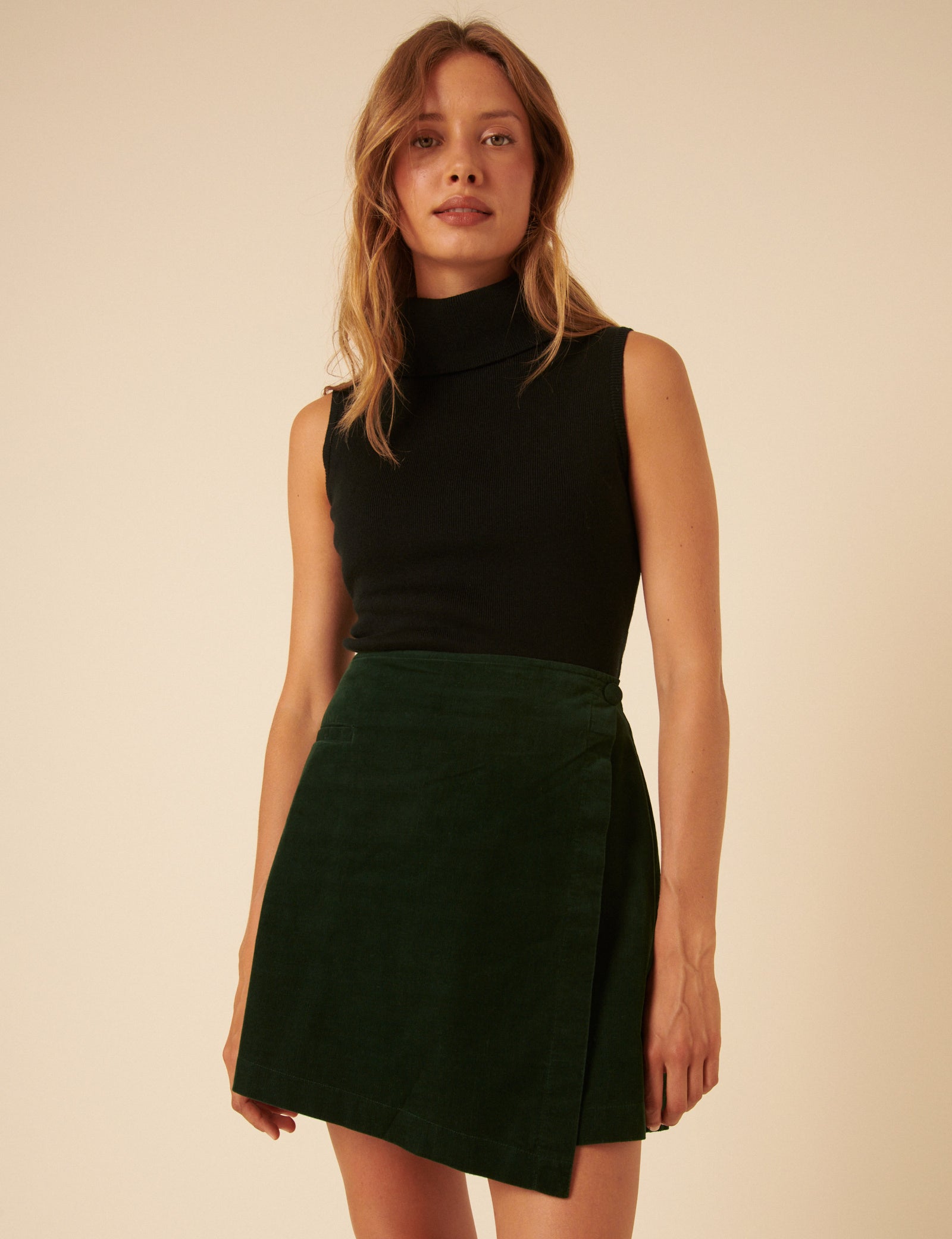 Green Cord Mini Skirt