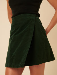 Green Cord Mini Skirt