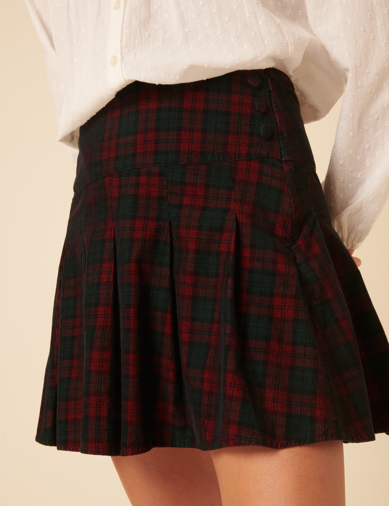 Blue And Red Check Pleated Mini Skirt1