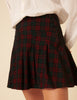 Blue And Red Check Pleated Mini Skirt