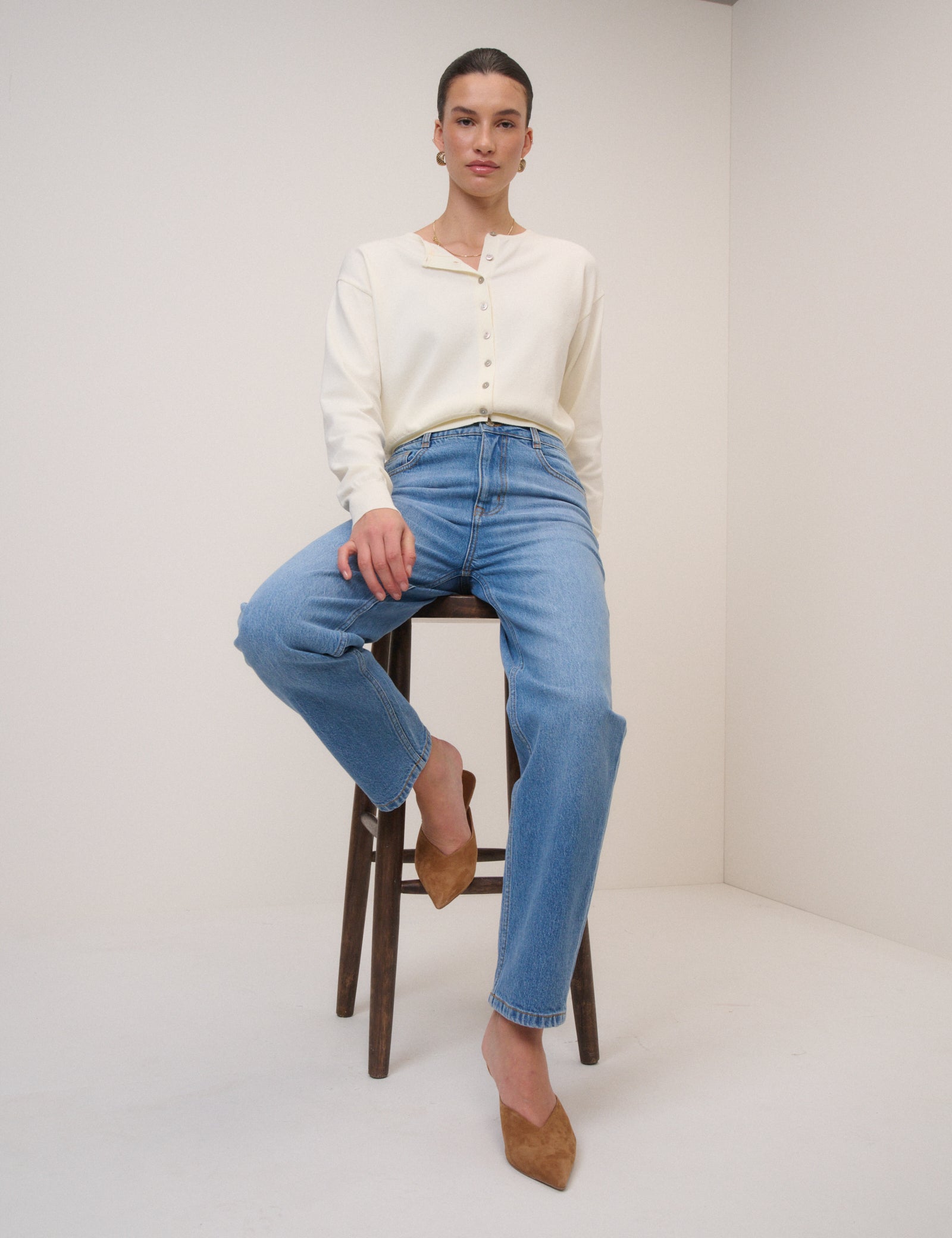 Blue Mid Rise Camden Tapered Jeans