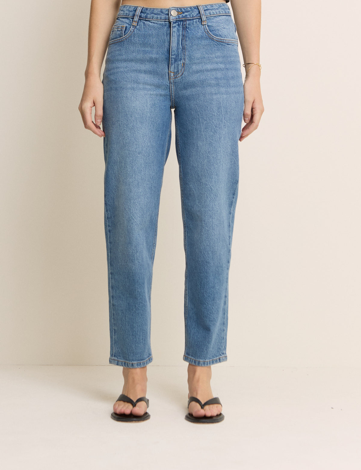 Blue Mid Rise Camden Tapered Jeans