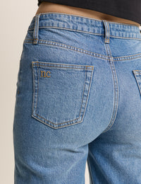 Blue Mid Rise Camden Tapered Jeans