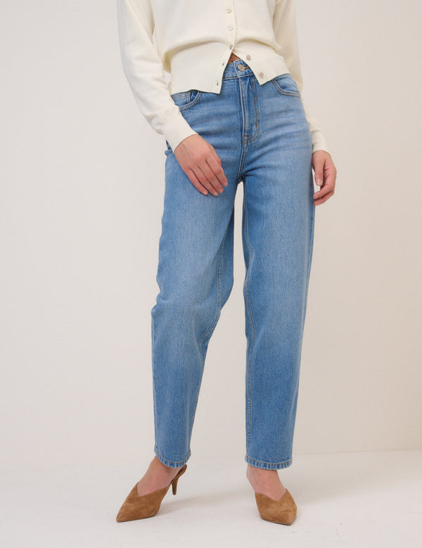 Blue Mid Rise Camden Tapered Jeans