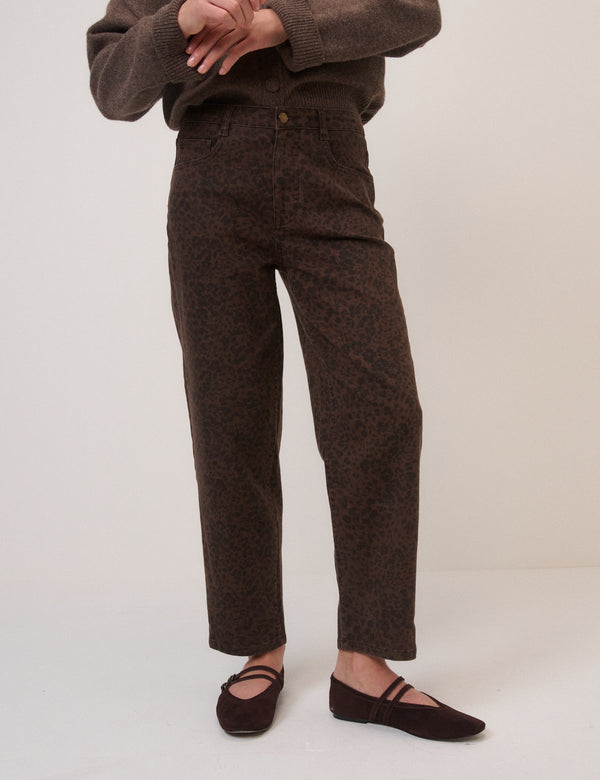 Leopard Print Mid Rise Camden Tapered Jeans