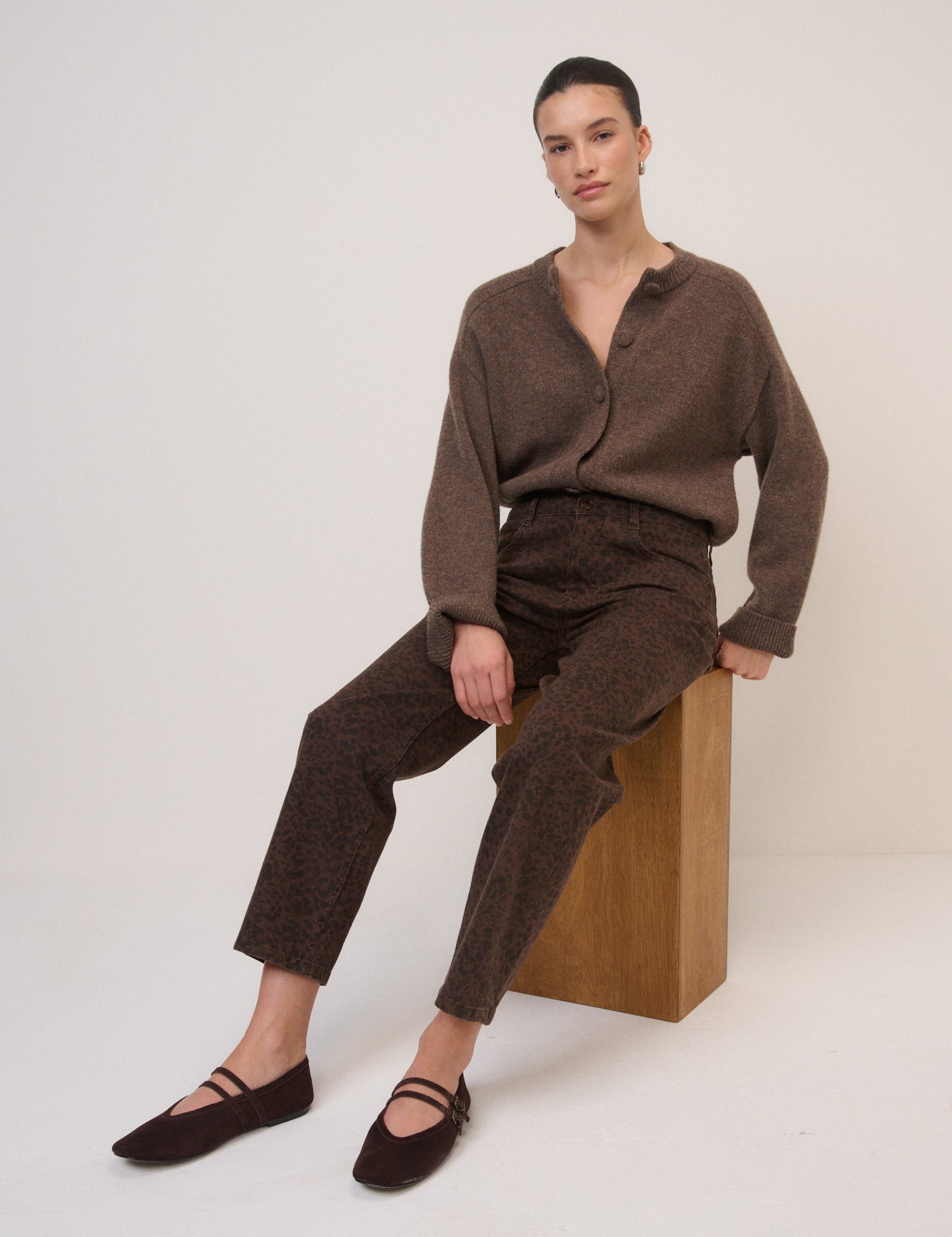 Leopard Print Mid Rise Camden Tapered Jeans