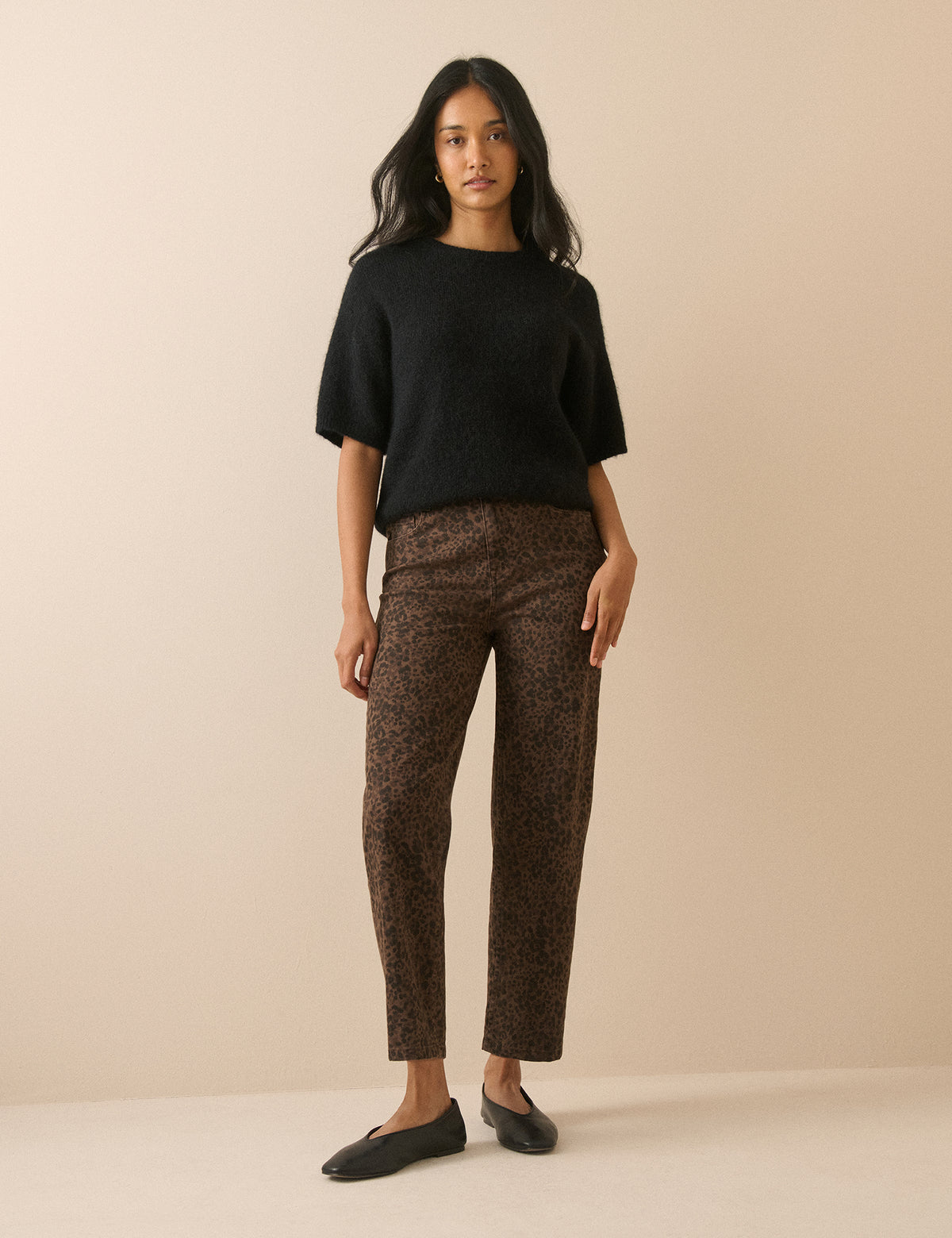 Leopard Print Mid Rise Camden Tapered Jeans