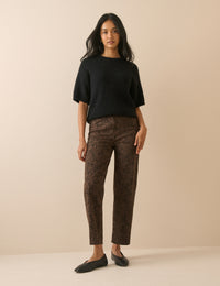 Leopard Print Mid Rise Camden Tapered Jeans