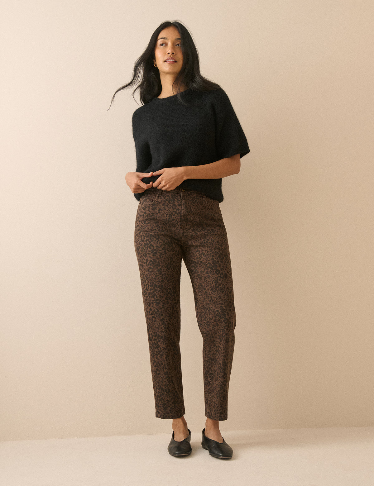 Leopard Print Mid Rise Camden Tapered Jeans