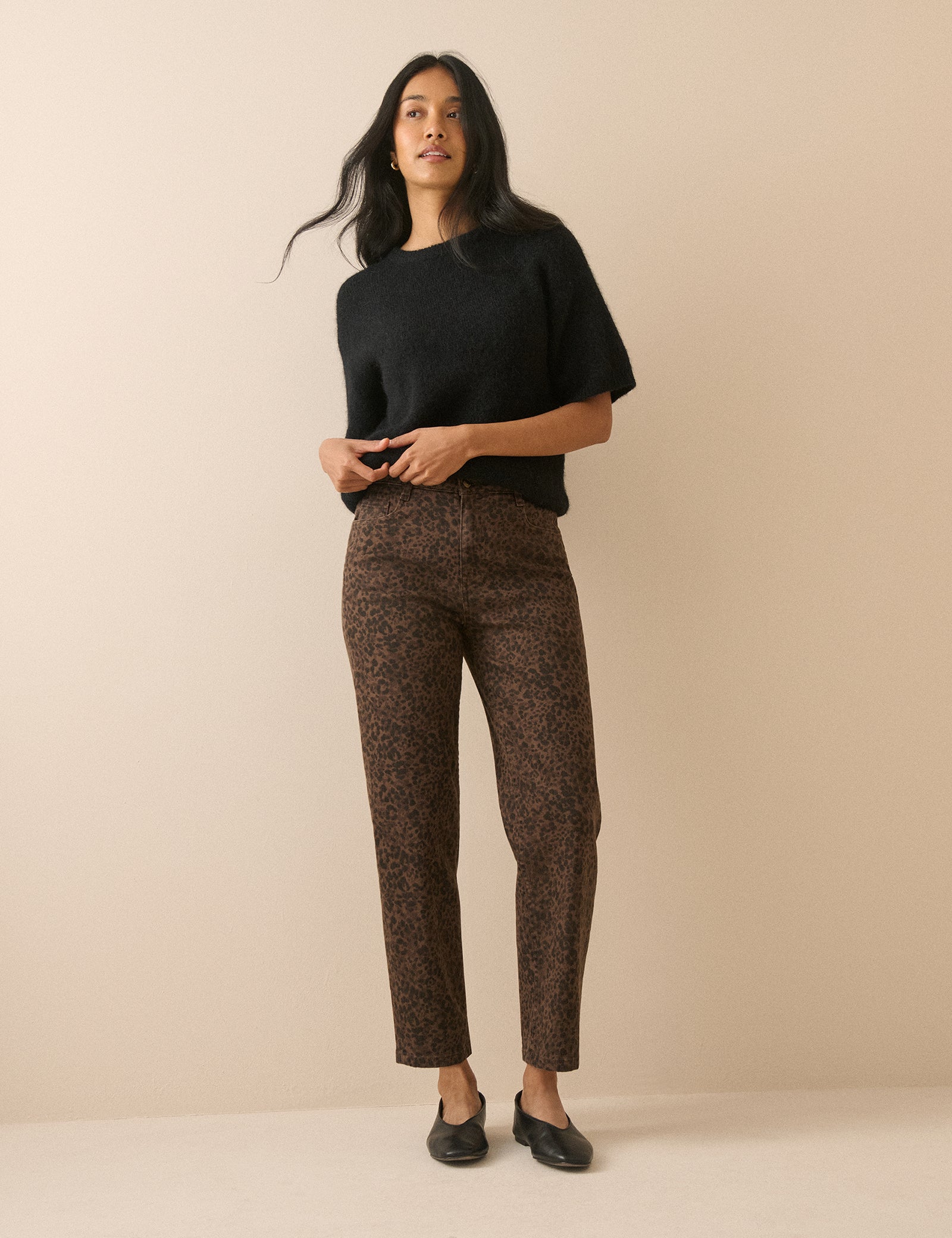 Leopard Print Mid Rise Camden Tapered Jeans