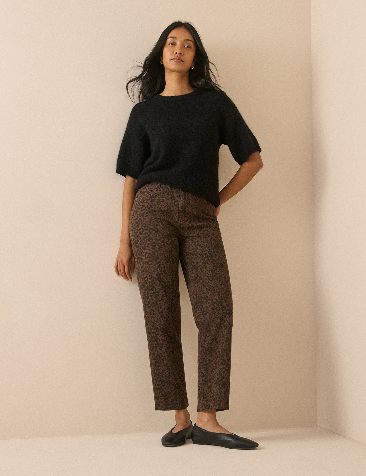 Leopard Print Mid Rise Camden Tapered Jeans
