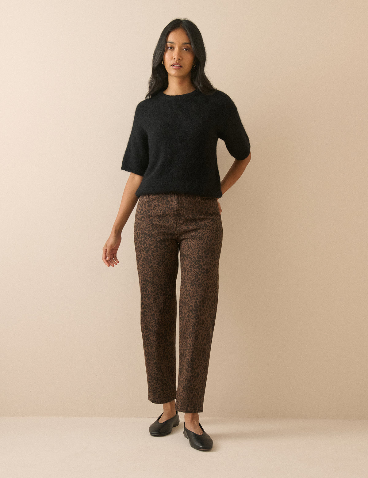 Leopard Print Mid Rise Camden Tapered Jeans