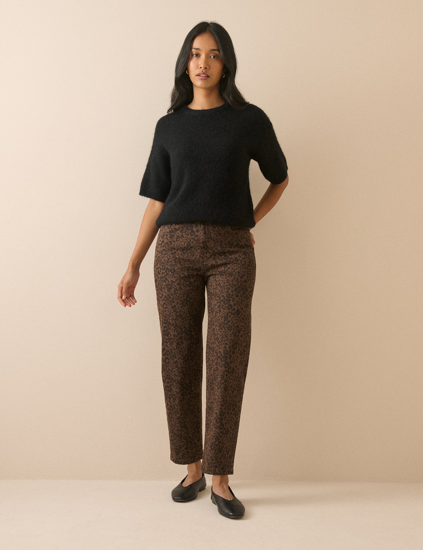 Leopard Print Mid Rise Camden Tapered Jeans