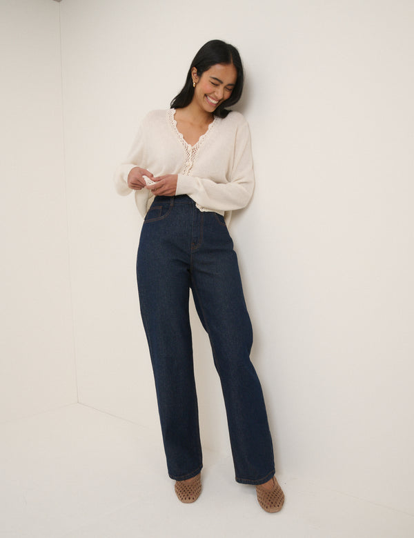 Dark Blue High Rise Kingston Straight Leg Jeans