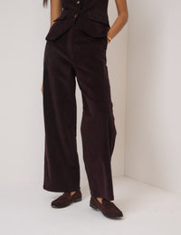 Black Cherry Cord Tailored Trousers