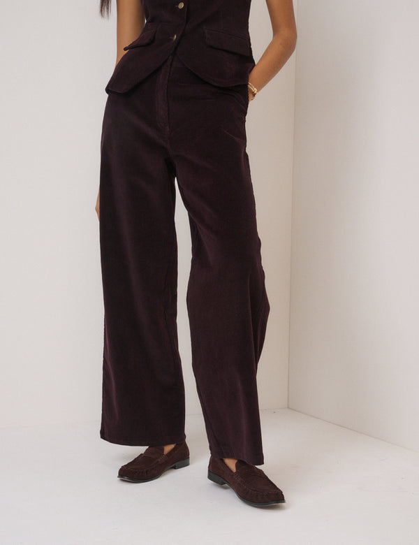 Black Cherry Cord Tailored Trousers