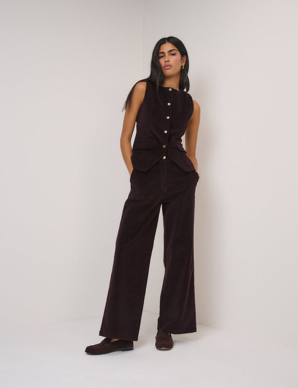 Black Cherry Cord Tailored Trousers