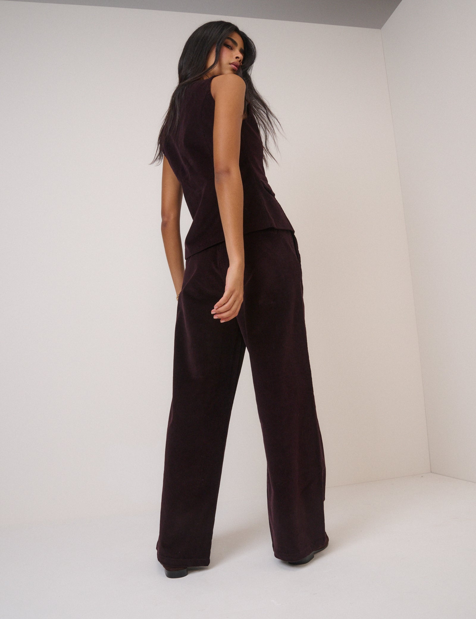 Black Cherry Cord Tailored Trousers